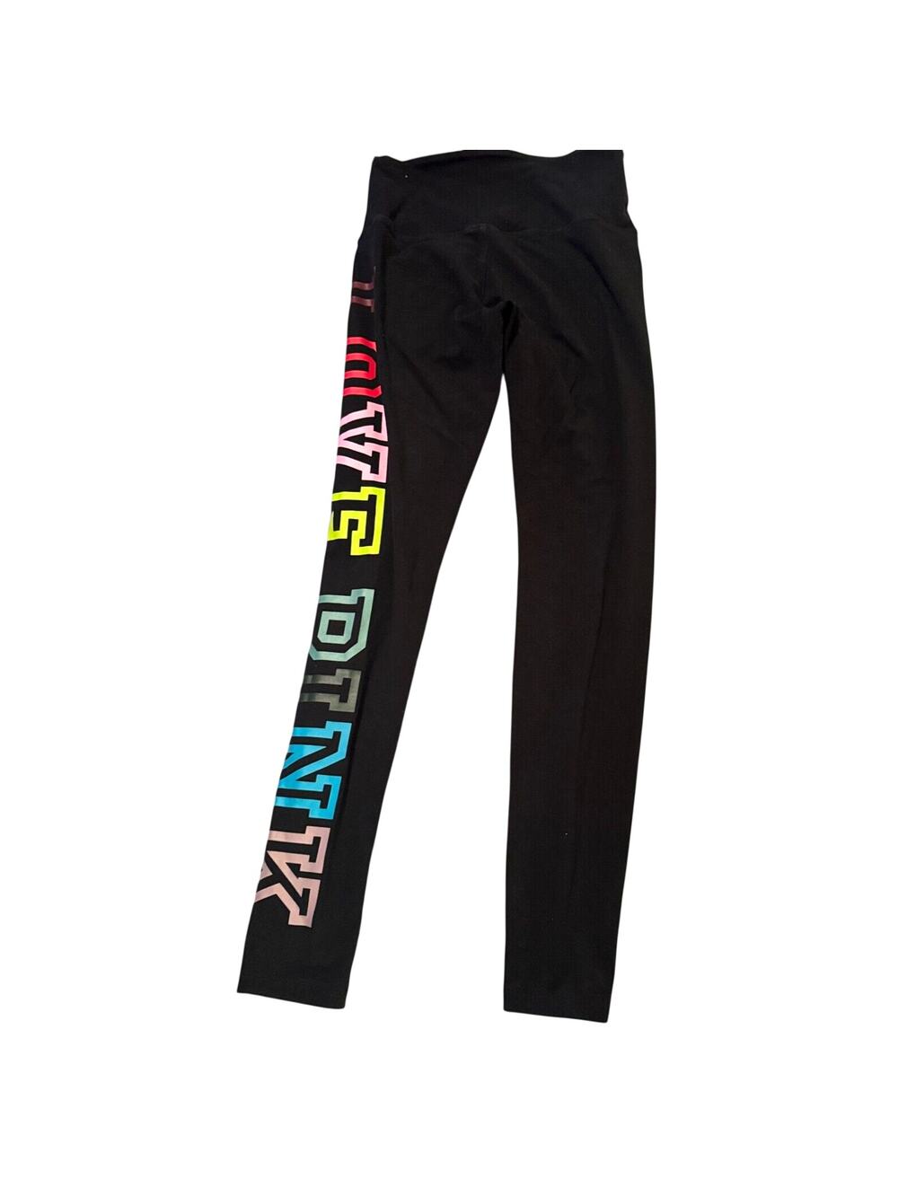 Y2K Victoria's Secret LOVE PINK Yoga Pants S Fold Over Rainbow Spellout leggings